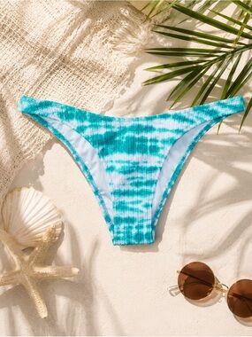 NWT PINK Victoria's Secret White Bikini Bottom with Turquoise Trim